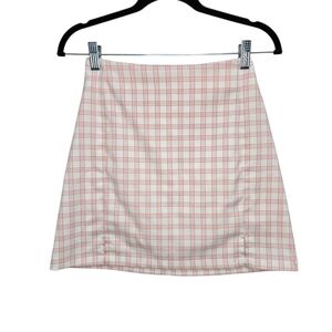 Brandy Melville John Galt Pink and White Mini Skirt